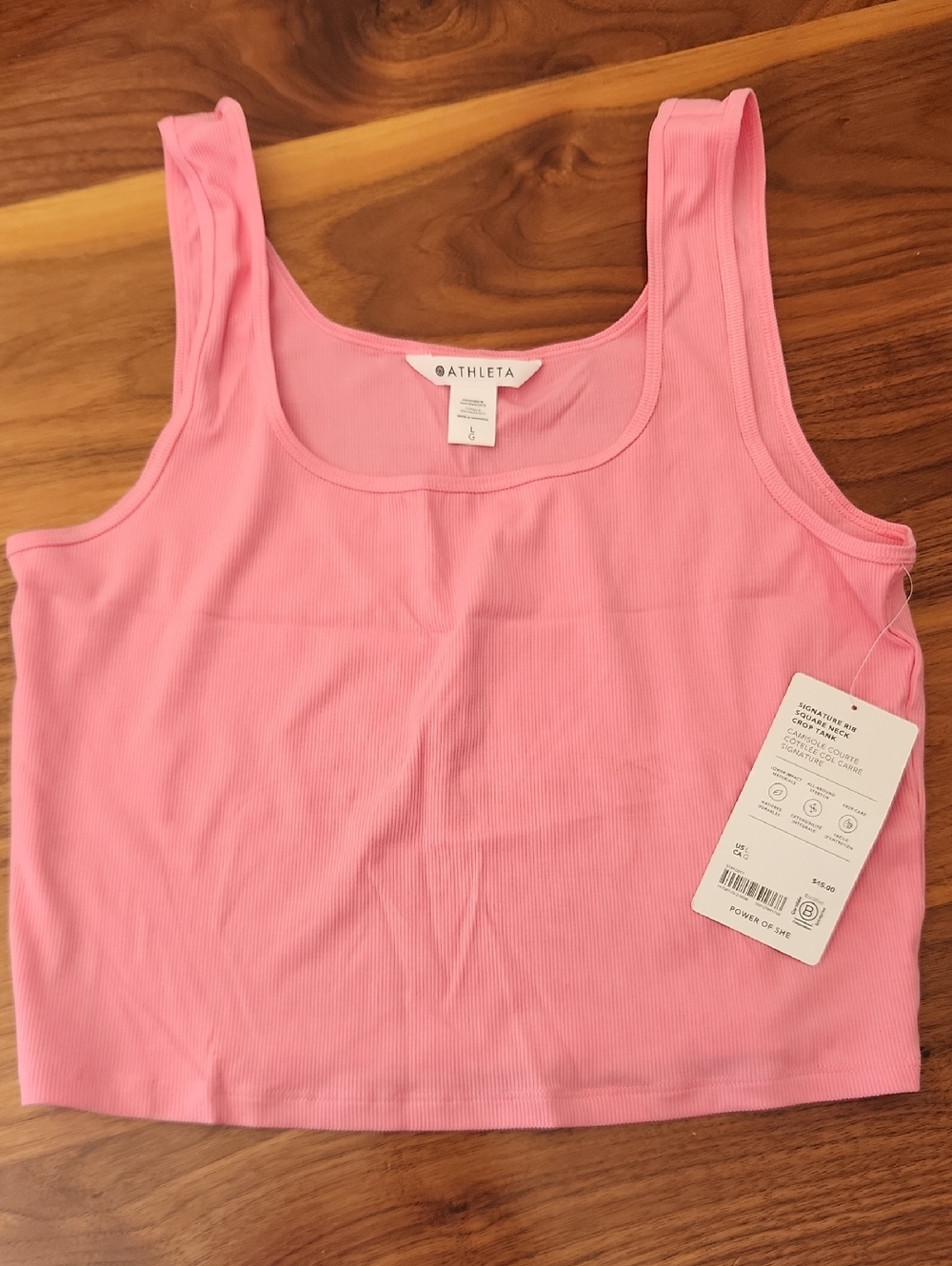 Athleta Pink Ribbed Crop Tank